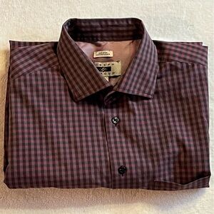 Joseph Abboud Men's Plaid Shirt - purple and mauve